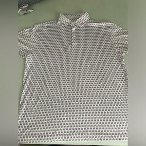 Rhoback Mens Performance Polo The Blue Crab White/Blue Large L